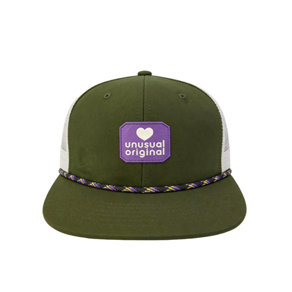 Vintage Leather Patch Olive Baseball Cap